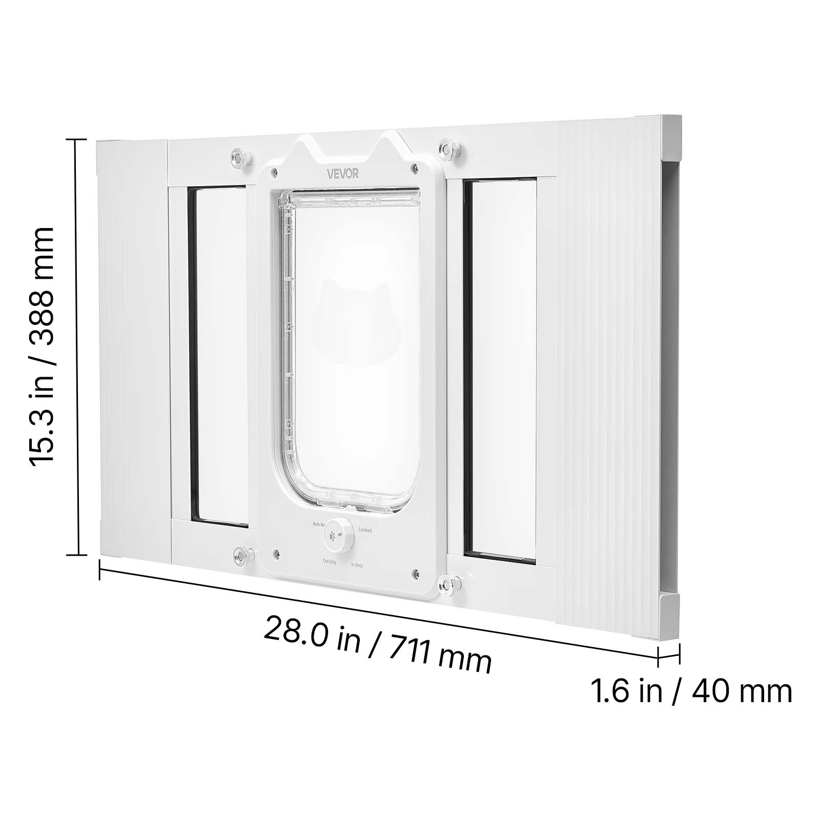 VEVOR  
15.3 in / 388 mm  
28.0 in / 711 mm  
1.6 in / 40 mm