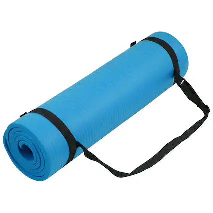 Front. Fitvids - Fitvids 1/2-Inch Thick High Density Exercise Yoga Mat, Carrying Strap, Blue - Blue.