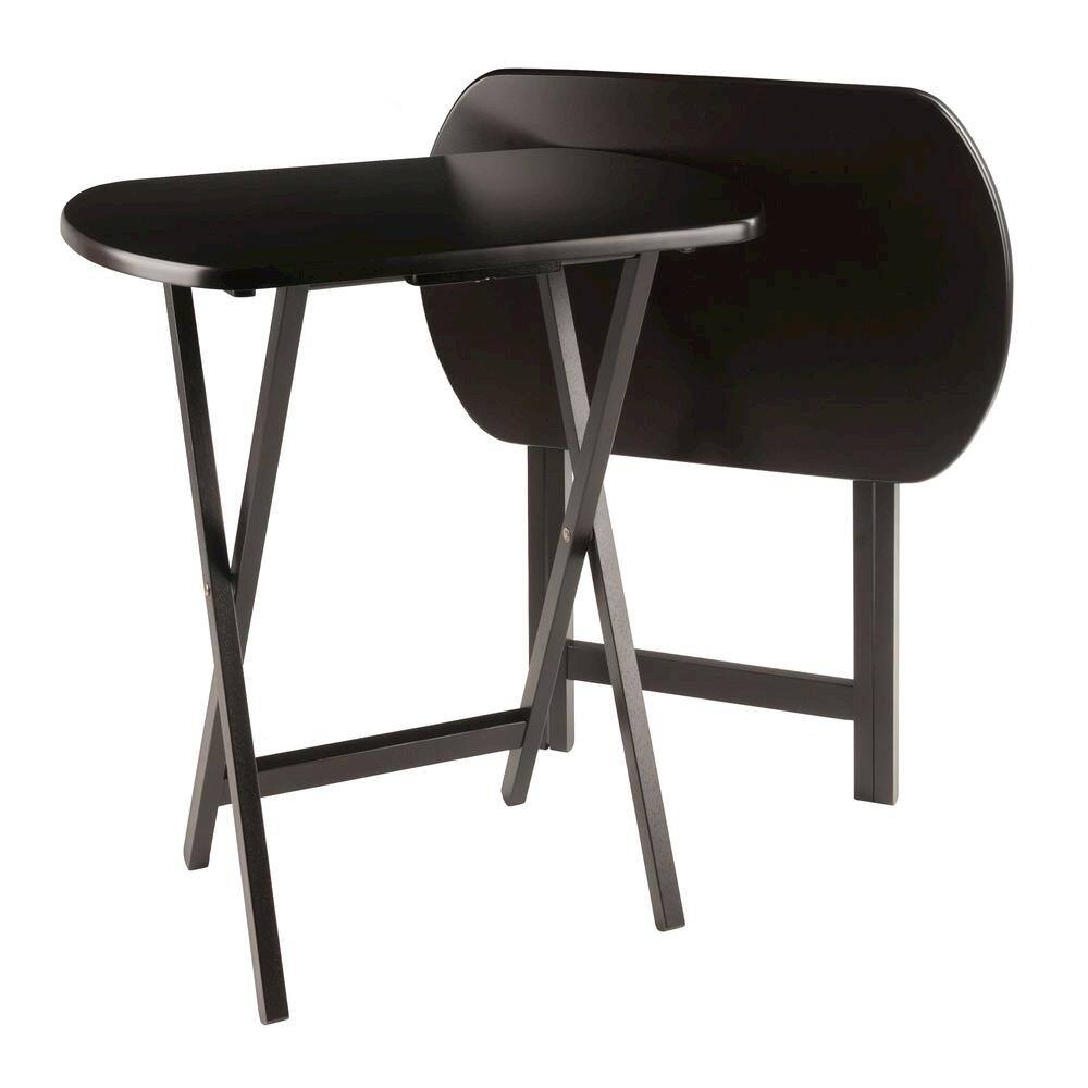 Left. FurniFact - Oversize Solid Wood TV Trays Set Of 2 Folding Snack Tables In Rich Coffee Finish - Coffee.