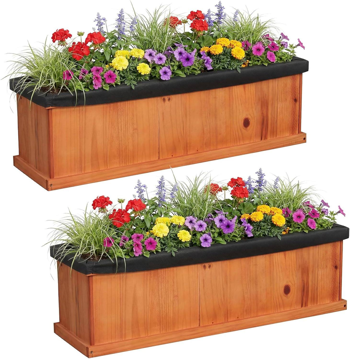 Gymax - 2PCS Wood Raised Garden Bed w/Drainage Holes Liner for Flowers Vegetables Herbs - Orange price history on PriceWatchPro