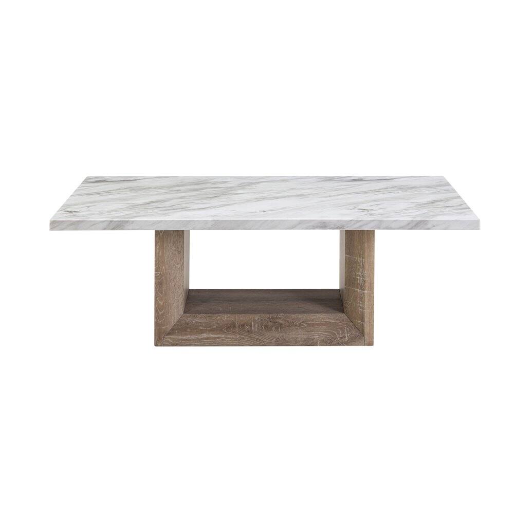 Front. Global Furniture USA - Contemporary Coffee Table, Natural,White - Brown.