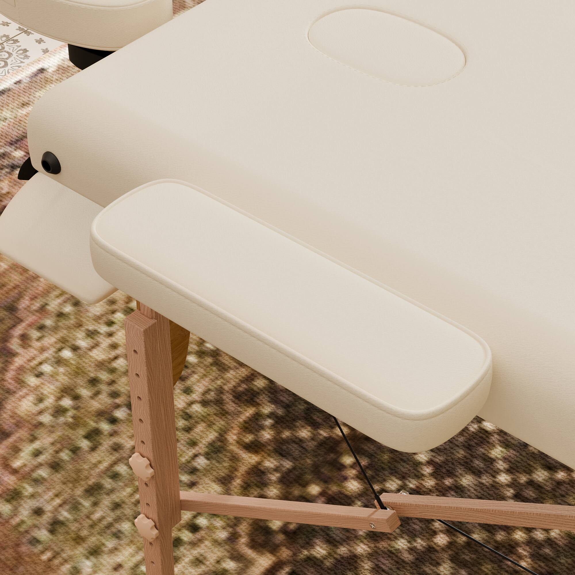 Alt View 4. Famapy - Portable Foldable Massage Table White – Adjustable Backrest & Face Cradle, Lightweight Spa Bed for Home, Salon, Therapy - White & Wooden.