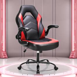 Sweet - Gaming Chair Office Desk Leather Ergonomic Computer Chairs for Adults, Teens - Black Red