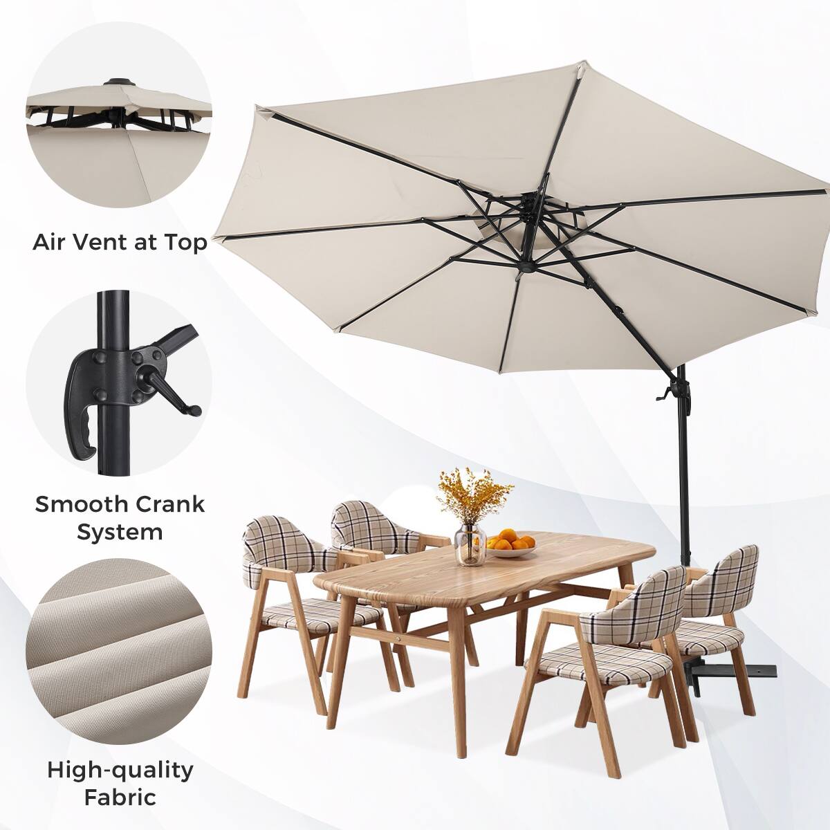 - Air Vent at Top
- Smooth Crank System
- High-quality Fabric
