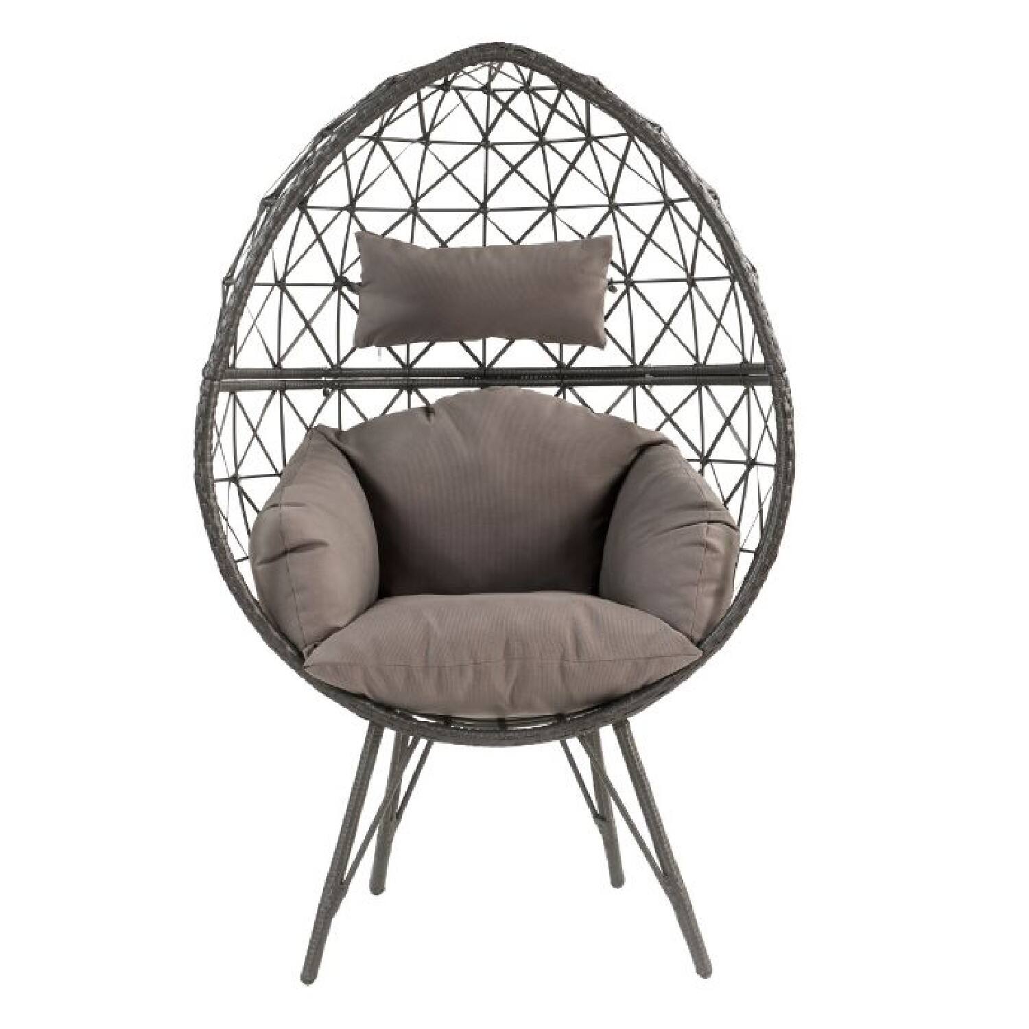 Alt View 1. Manhattan Lane - Patio Lounge Chair with Wicker Geometric Pattern - Black.