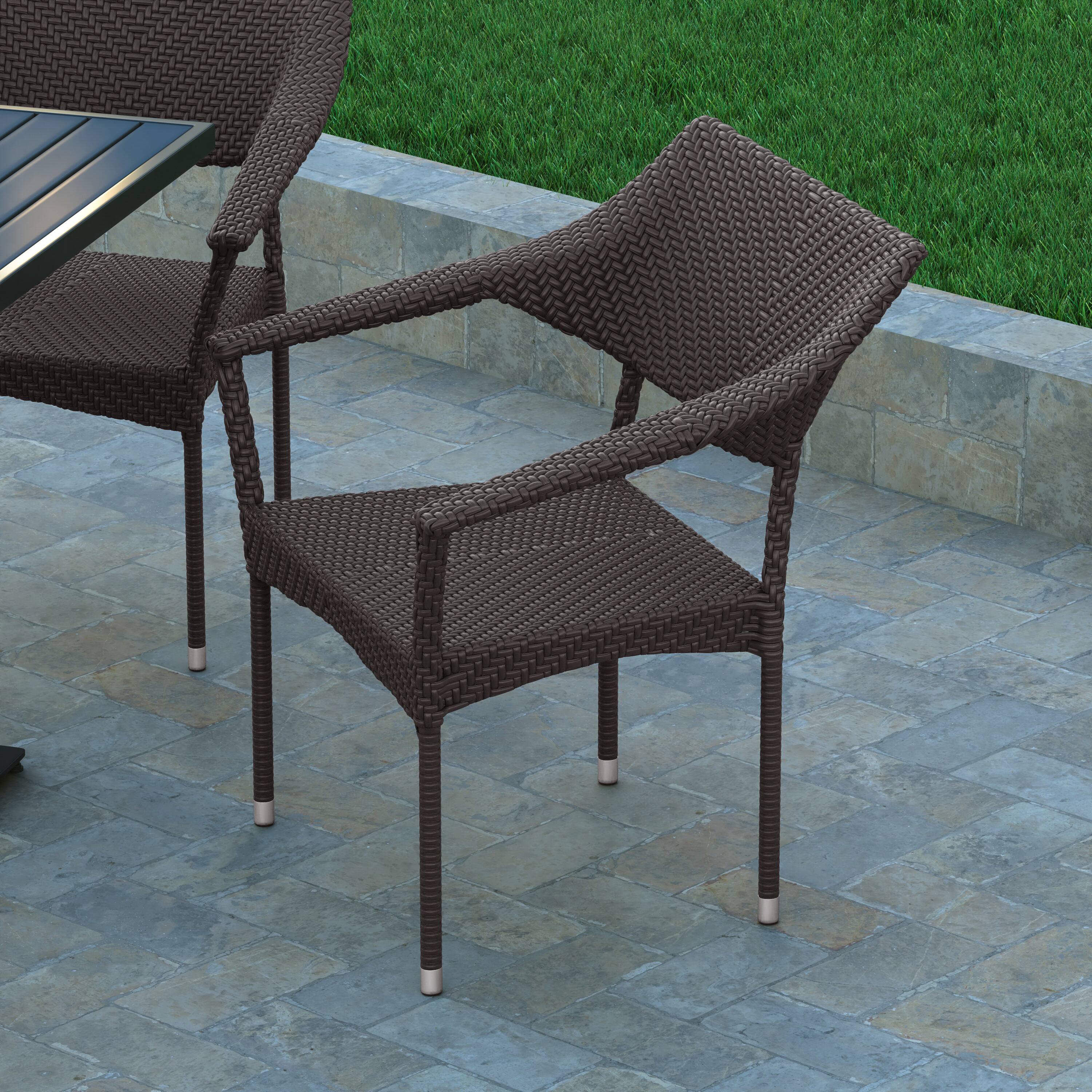 Alt View 3. Emma + Oliver - Shasta Modern All-Weather Patio Dining Chair with Fade and Weather Resistant PE Rattan and Reinforced Steel Frame - Espresso.