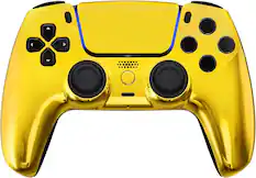 Front. Custom Controllerzz - Custom Wireless Controller for PS5 - Gold Chrome.