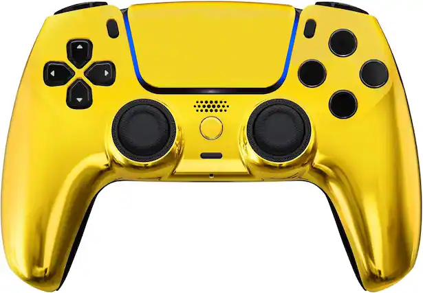 Front. Custom Controllerzz - Custom Wireless Controller for PS5 - Gold Chrome.