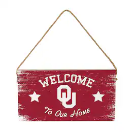 Evergreen Enterprises - Oklahoma Sooners 6" x 11" Welcome Home Wood Wall Sign with Rope Hanger - Multicolor