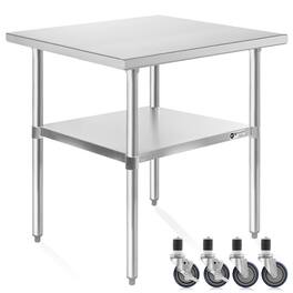 KUTLER - NSF Commercial Stainless Steel Prep and Work Table with Wheels - Silver