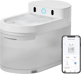 CatLink - W03 Wireless Cat Water Fountain, 2300ml, 5000mAh Battery, App Control, Fine Filter & Low Noise 30dB - White