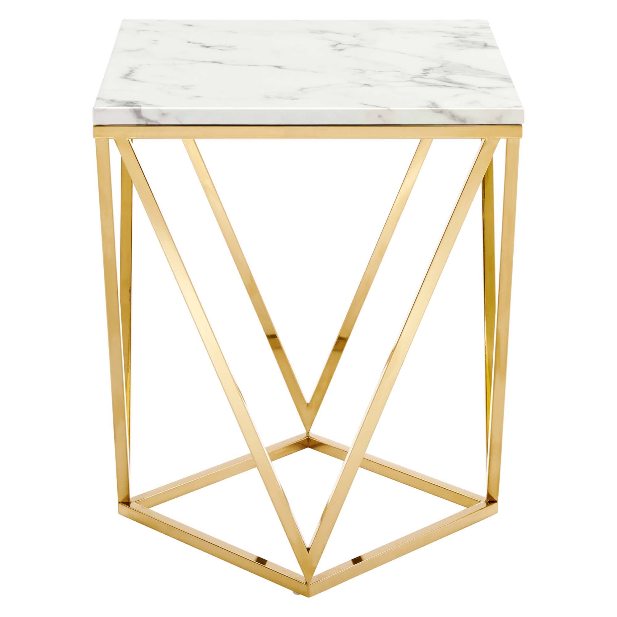 Alt View 1. Modway - Vertex Gold Metal Stainless Steel End Table by Modway - Gold White.