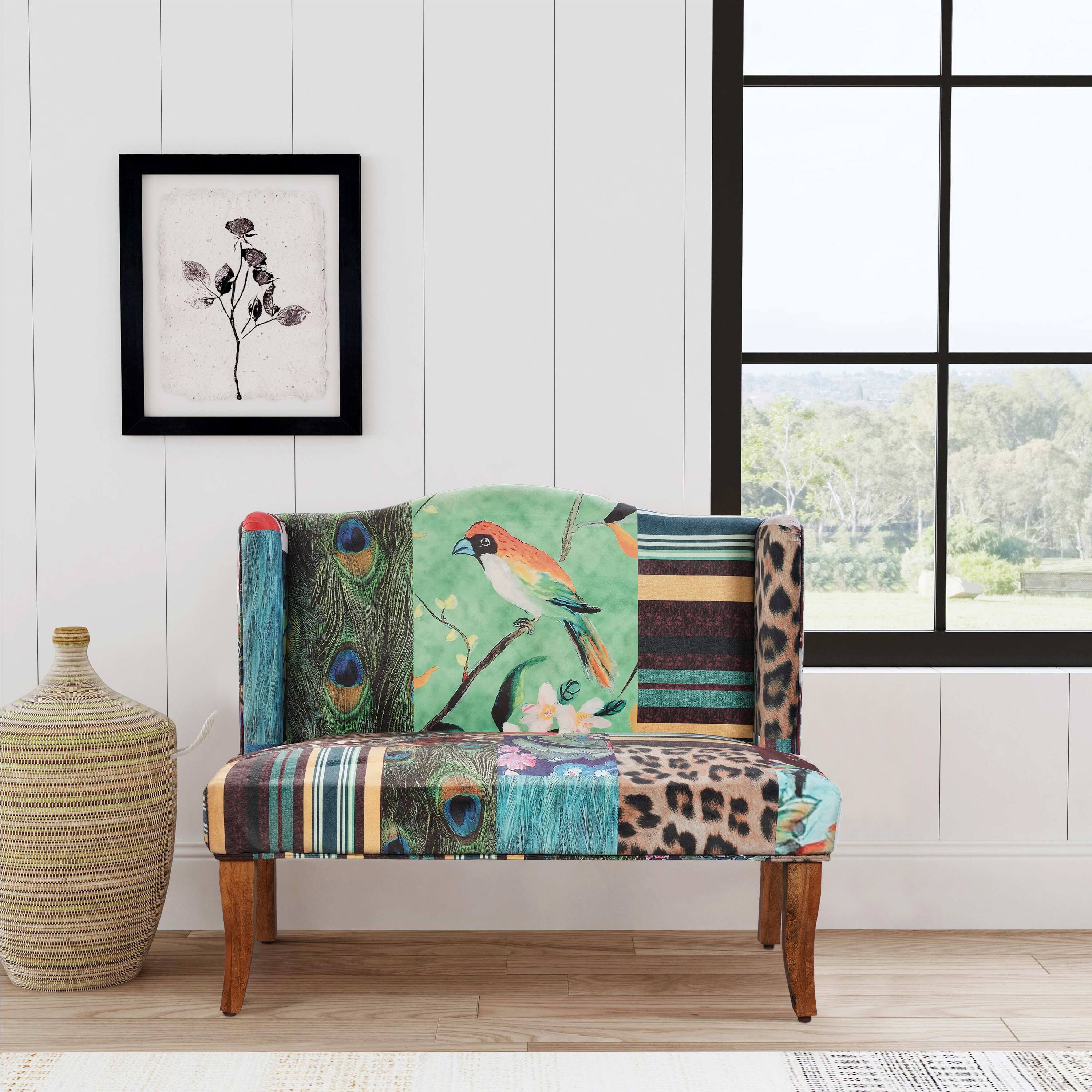 Alt View 7. Manhattan Lane - Vesta Bird Collage Print Settee - Multicolor.