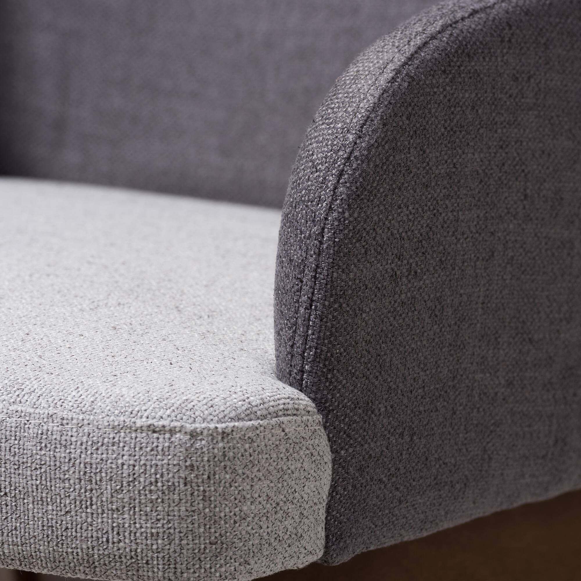 Back. Baxton Studio - Monte Mid-Century Modern Two-Tone Fabric Armchair - Grey/"Walnut" Brown.