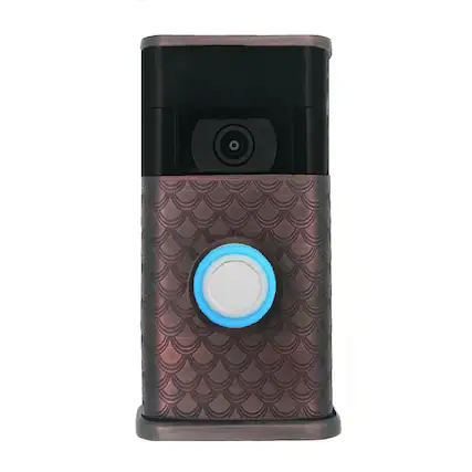 Front. Michael Healy - Scales Video Doorbell Cover (Ring 2nd Gen) - Oiled Bronze.