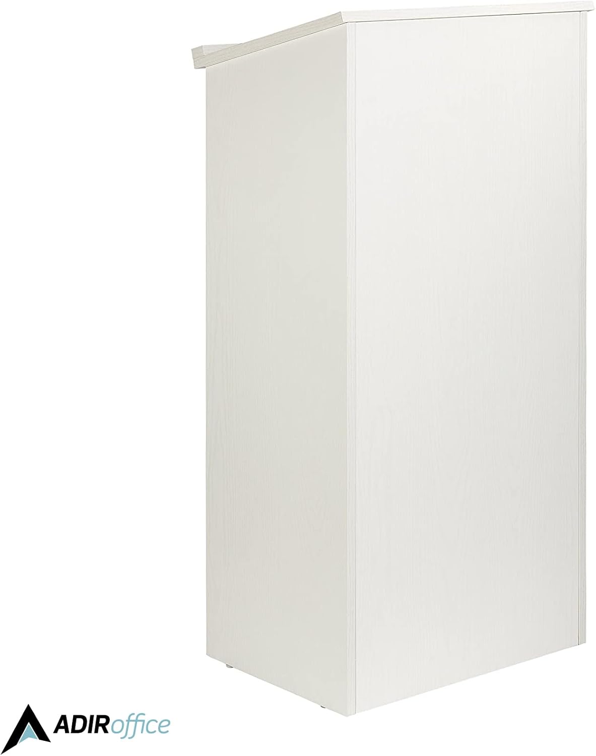 Alt View 10. AdirOffice - Wood Podium Presentation Lectern Speaker Stand with Storage Shelf - White.