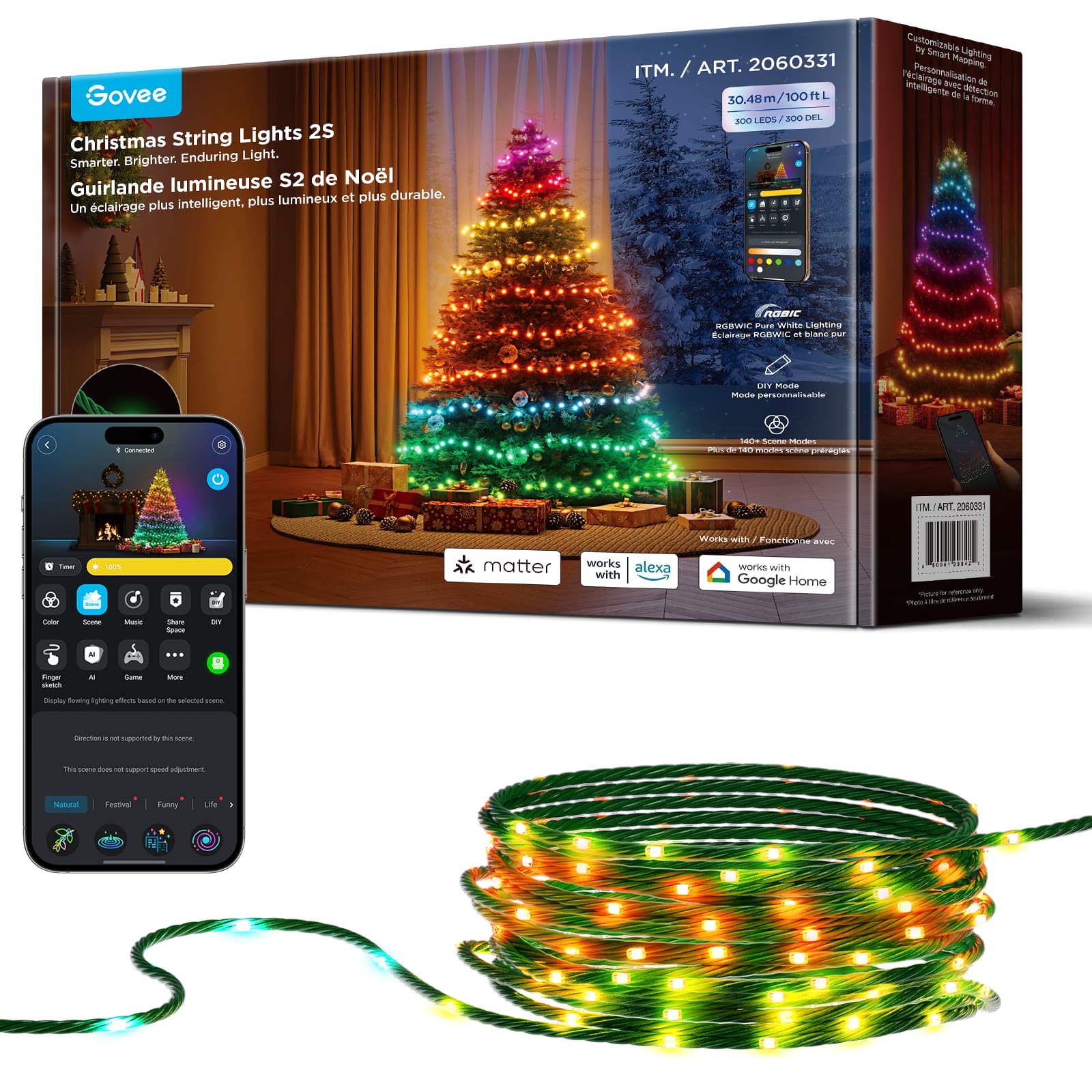 Govee - 99ft Green Christmas String Lights 2S - Multi