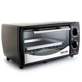 Better Chef - 9 Liter Toaster Oven Broiler Black With Stainless Steel Front - Silver