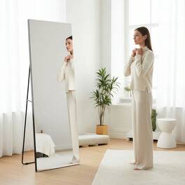Kadyn - 65x24 Inch Wide Frameless Full-Length LED Wall Mirror Modern Design - Black