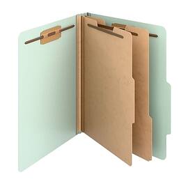 Staples - Heavy Duty Pressboard Classification Folder, 2-Dividers, 2" Expansion, Letter Size, 10/Pack - Green