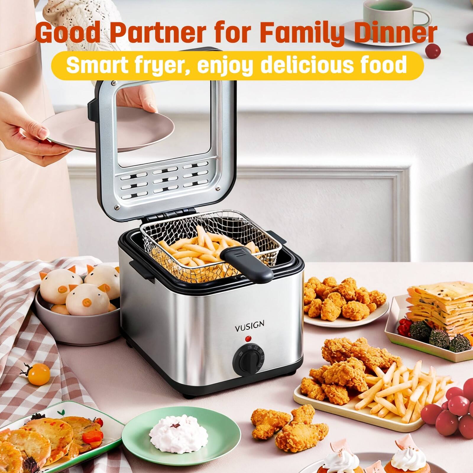 Good Partner for Family Dinner  
Smart fryer, enjoy delicious food