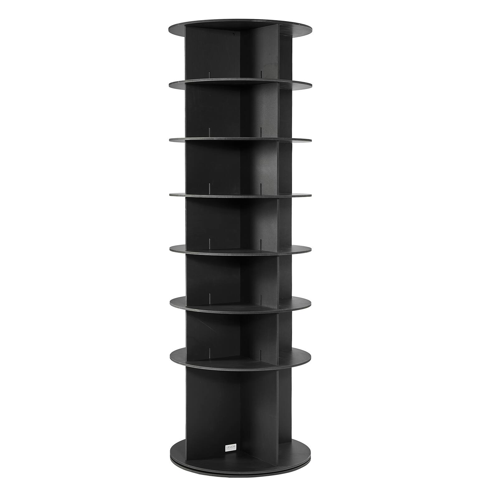 Alt View 5. VEVOR - 7 Tiers Rotating Shoe Rack Tower, 360° Spinning Shoe Rack, Revolving Storage Round Carousel Display - Black.