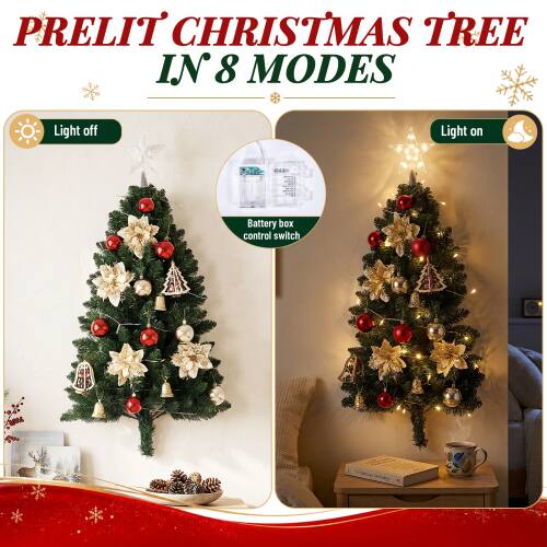 PRELIT CHRISTMAS TREE IN 8 MODES

Light off
Light on
Battery box control switch