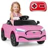 Gymax - Licensed Ford Mach E Electric Vehicle w/Parent Control LED Lights Horn Music - Pink