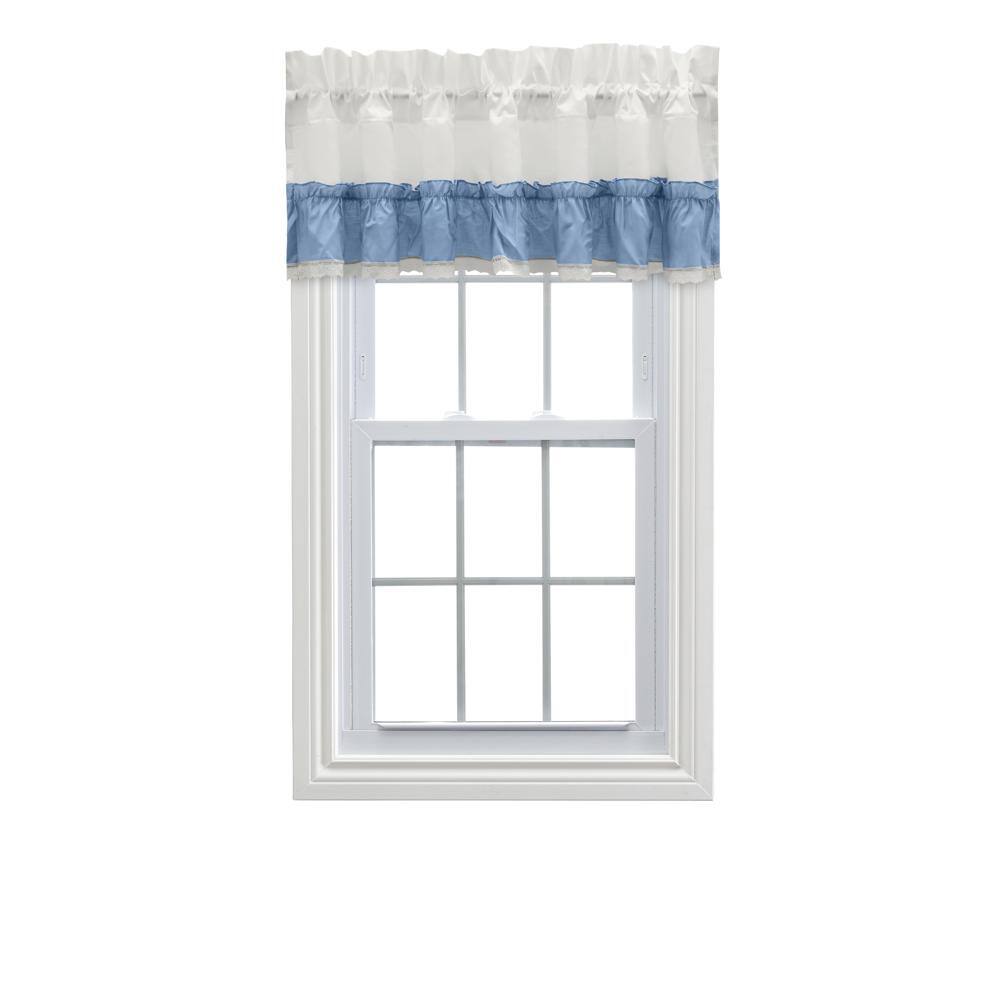 Front. Ellis Curtain - Ellis Curtain Madelyn Ruffled Victorian 1.5" Rod Pocket Valances for Windows 60" x 16" Slate - Slate.