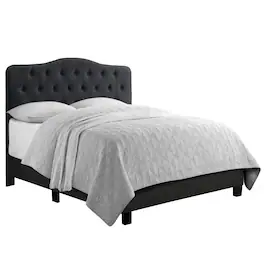 Boyel Living - 65 in Low Profile Upholstered Bed Frame with Solid Wood Structure and Plush Padding in Gray - Gray