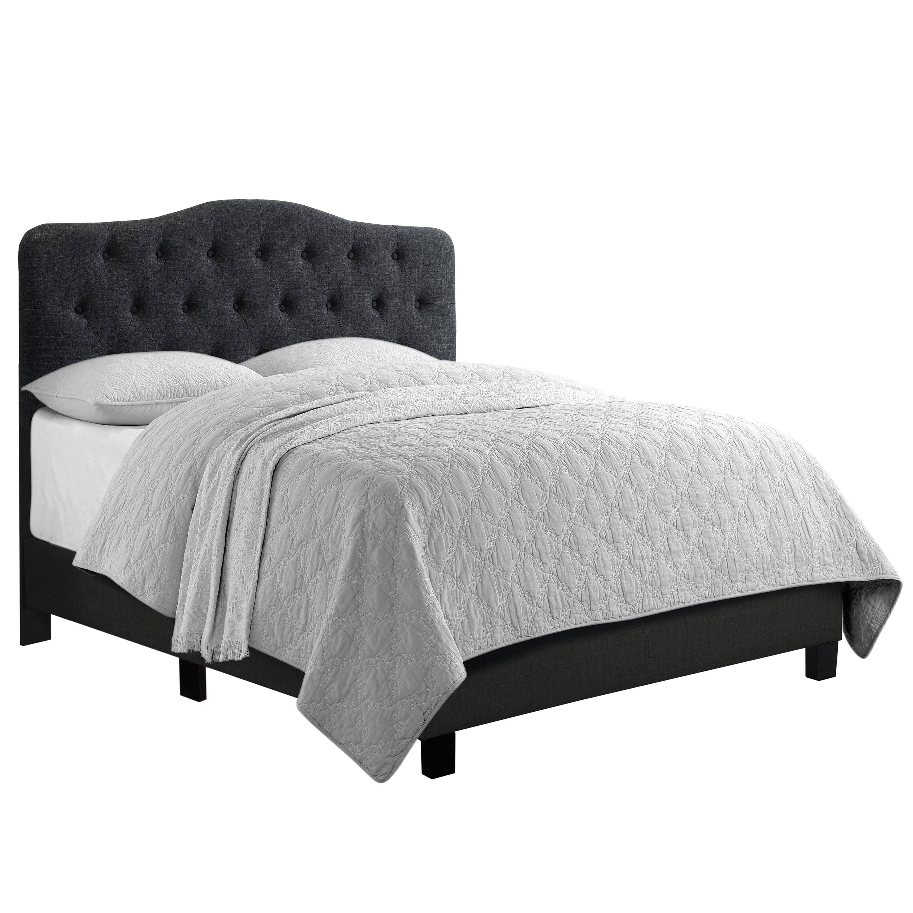 Front. Boyel Living - 65 in Low Profile Upholstered Bed Frame with Solid Wood Structure and Plush Padding in Gray - Gray.