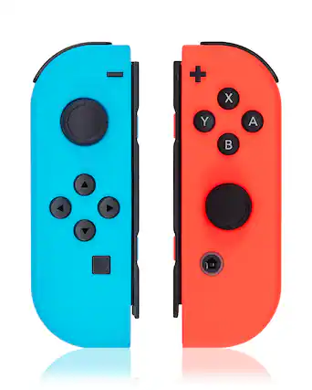 Front. Nintendo - Joy Con Controller (L/R) Compatible For Nintendo Switch - Red/Blue - Red & Blue.