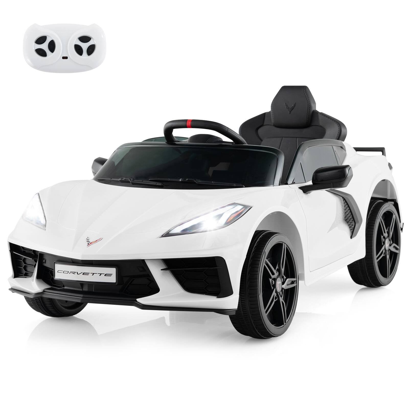 Front. SKONYON - 12V Electric Kids Ride On Car Licensed Chevrolet Corvette C8 with Remote Control Ages 3+ Years Old.