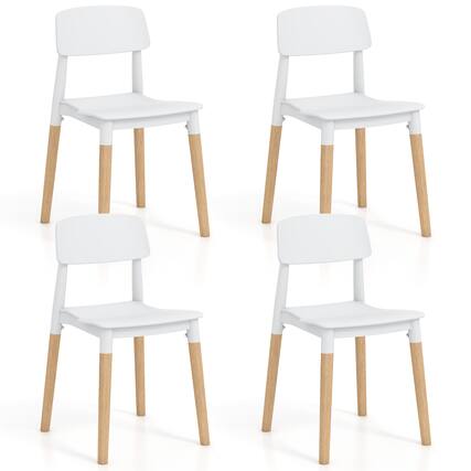 Front. Sugift - Modern Dining Side Chairs Set of 4 with Ergonomic Backrest for Dining Room - White.