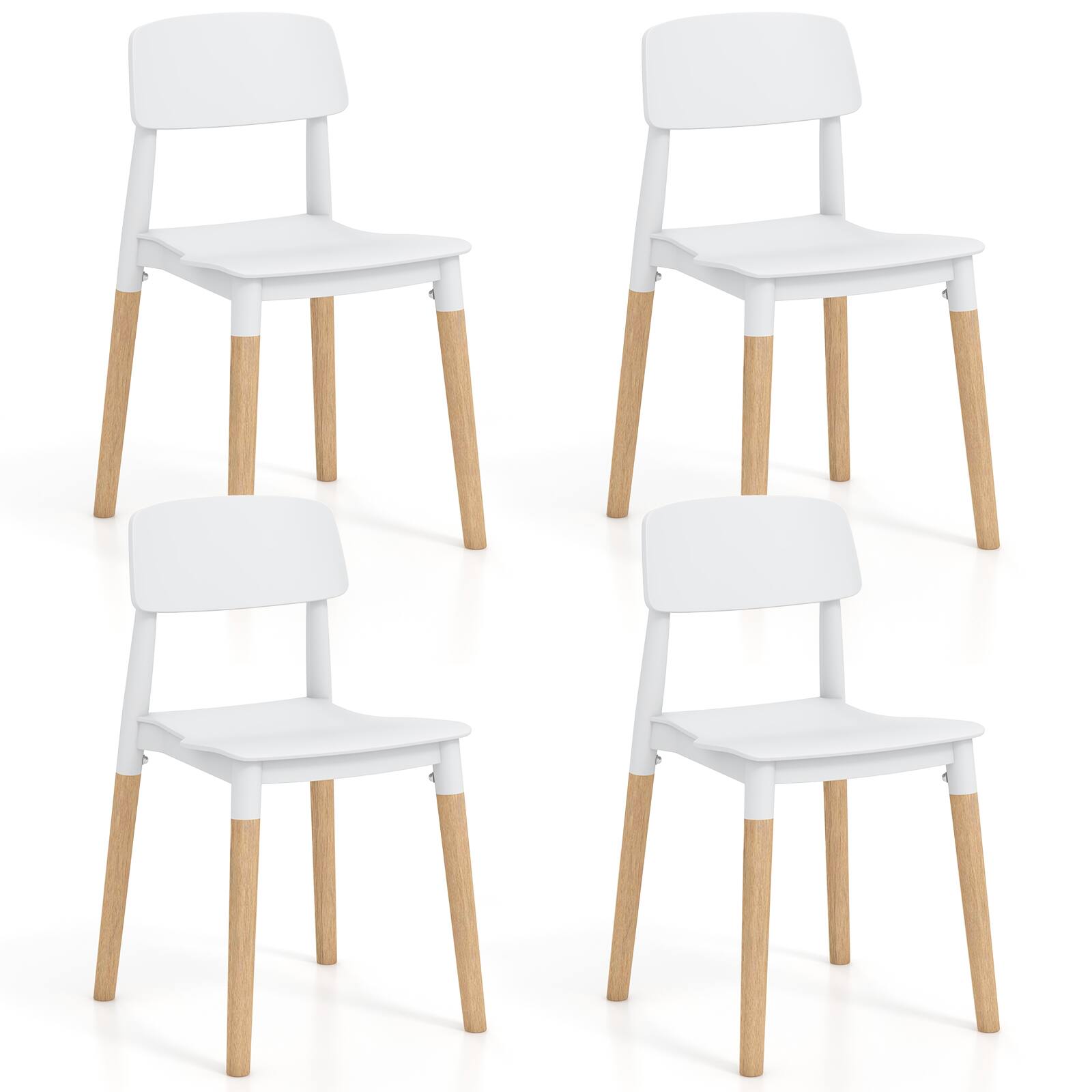 Front. Sugift - Modern Dining Side Chairs Set of 4 with Ergonomic Backrest for Dining Room - White.