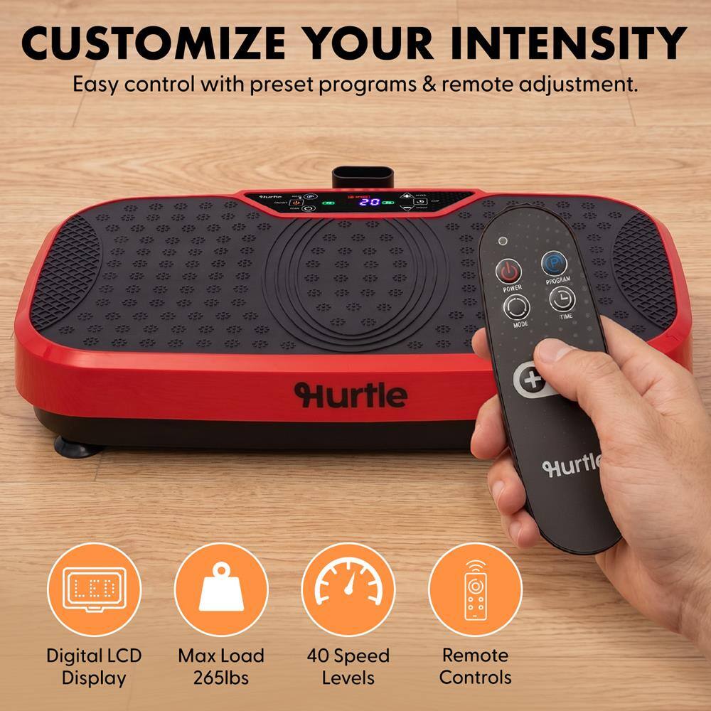 CUSTOMIZE YOUR INTENSITY  
Easy control with preset programs & remote adjustment.  

20 d POWER P PROGRAM MODE TIME  
Hurtle + Hurtl  
Digital LCD Display  
Max Load 265lbs  
40 Speed Levels  
Remote Controls