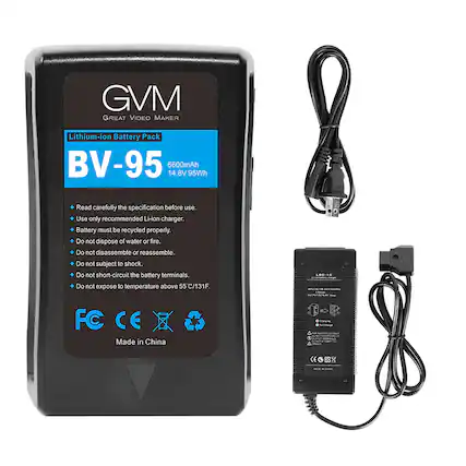 GVM GREAT VIDEO MAKER
Lithium-ion Battery Pack BV-95 6600mAh 14.8V 95Wh
Read carefully the specification before use. Use only recommended Li-ion charger. Battery must be recycled properly. Do not dispose of water or fire. Do not disassemble or reassemble. Do not subject to shock. Do not short-circuit the battery terminals. Do not expose to temperature above 55C/131F.
LBC-10 Dimax
FC CE Made in China
FultCharge apoge
XXII