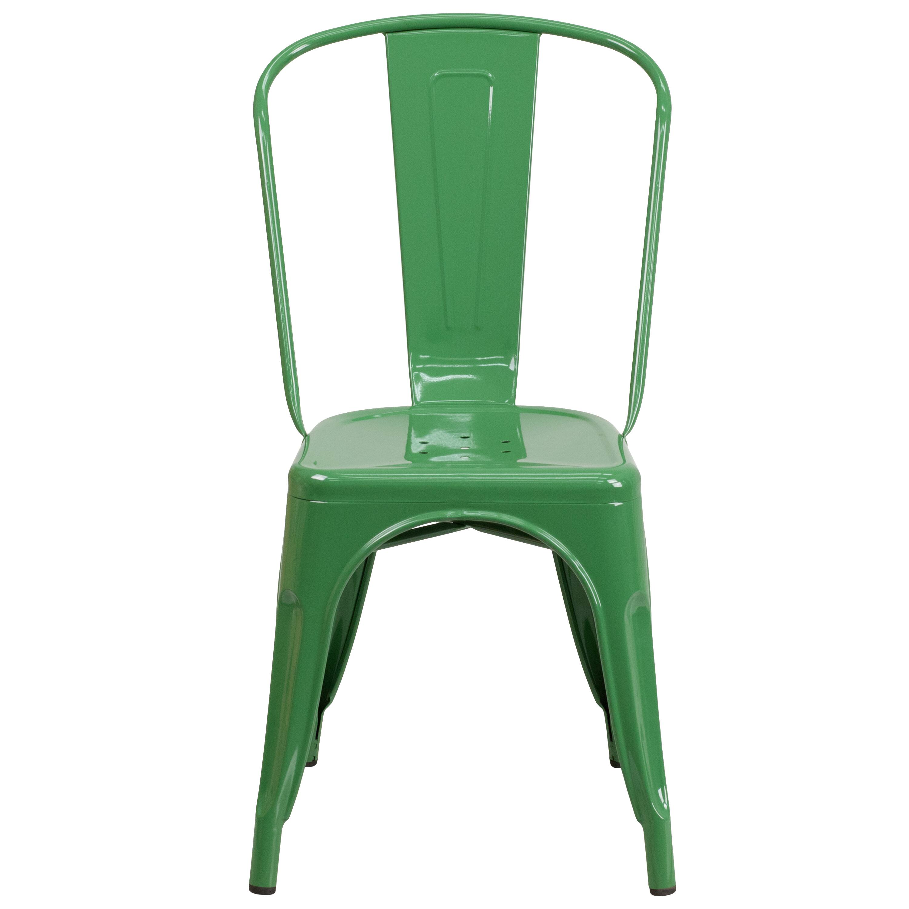Alt View 7. Emma + Oliver - Commercial Grade Colorful Metal Indoor-Outdoor Stackable Dining Chair - Green.