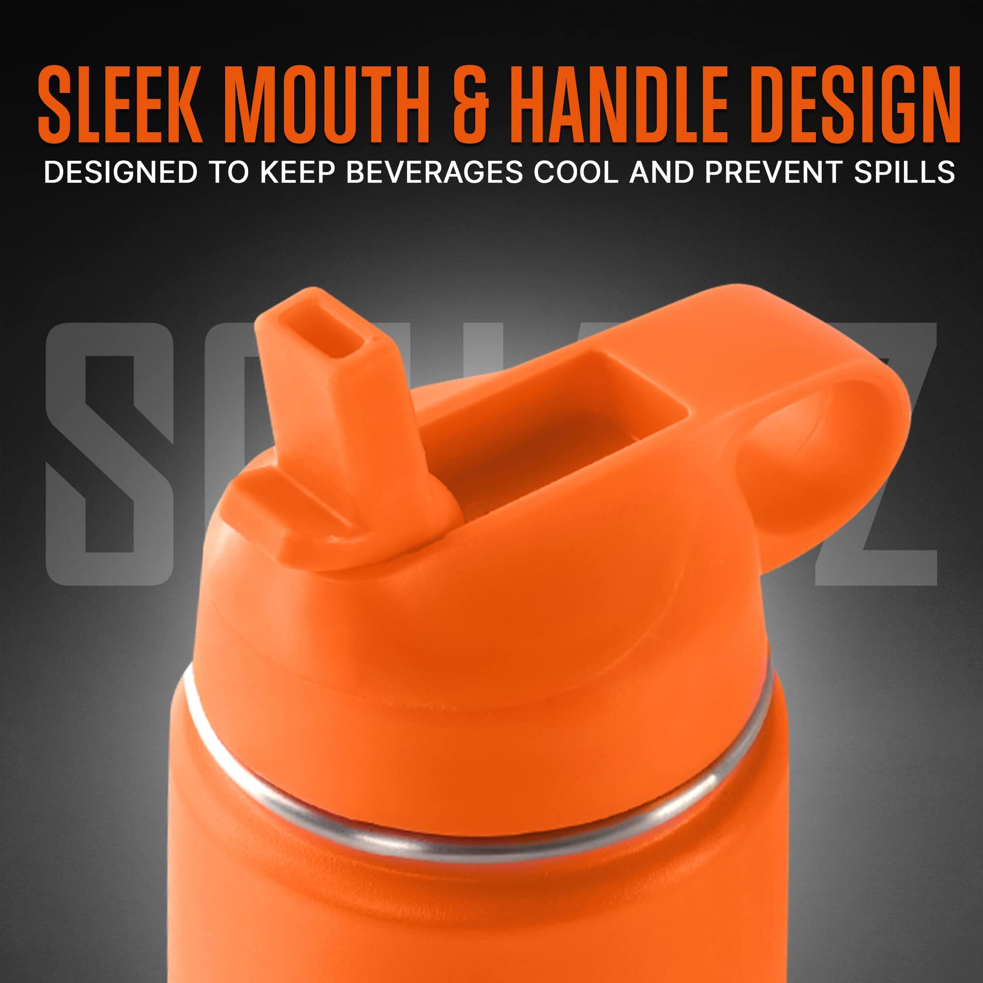 SLEEK MOUTH & HANDLE DESIGN  
DESIGNED TO KEEP BEVERAGES COOL AND PREVENT SPILLS