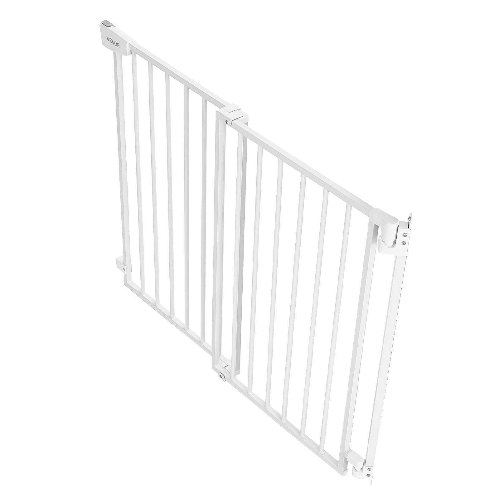 Alt View 5. VEVOR - Baby Gate for Stairs, 28-43 in Adjustable Width, 30 in High Dog Gate, No Bottom Bar, One-Handed Operation - White.