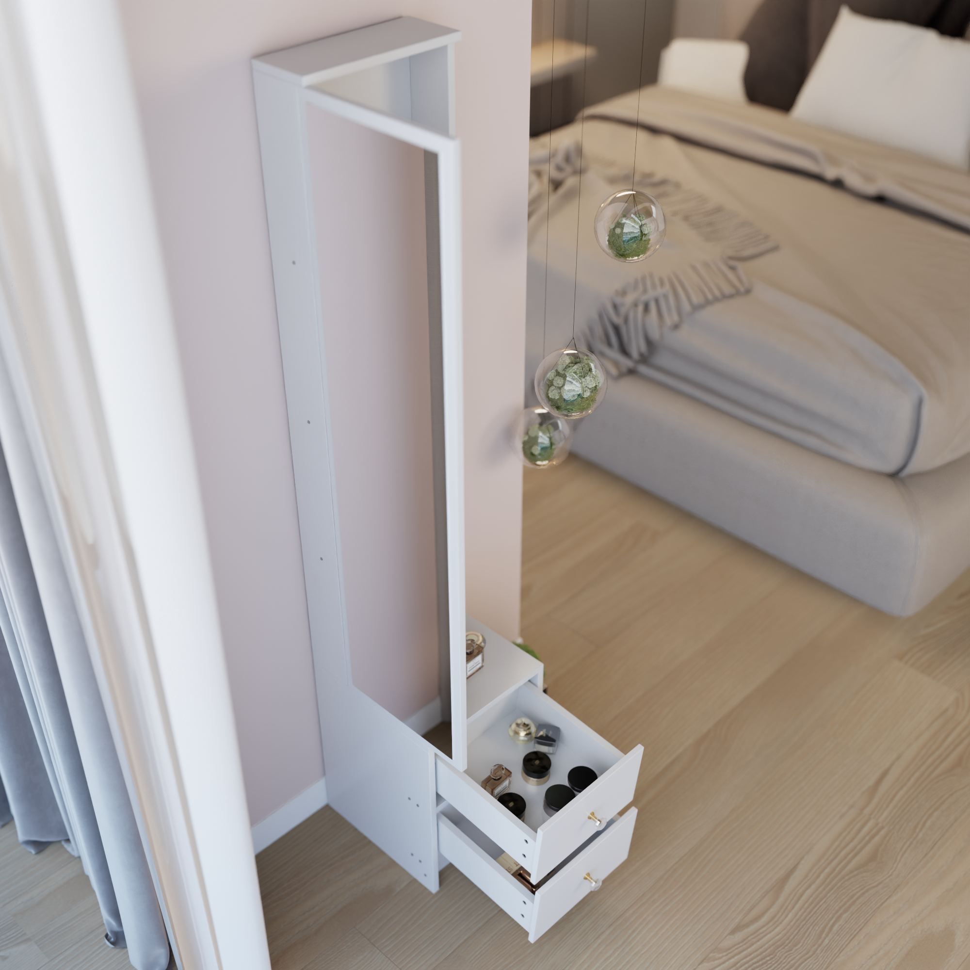 Alt View 2. APRILSOUL - Simple Stylish Dressing Mirror Cabinet Extra Large Mirror High Capacity Storage Use Alone or In Conjunction With Vanity - White.