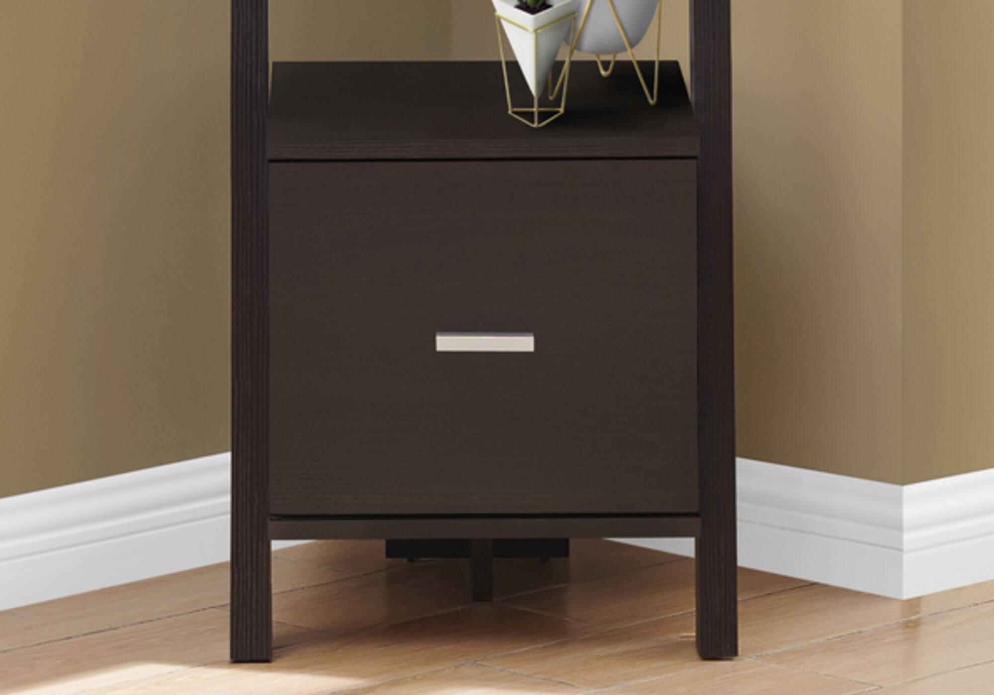 Left. TinyHomie - Bookshelf Bookcase Etagere Corner Ladder 69in H Brown Laminate - Espresso.