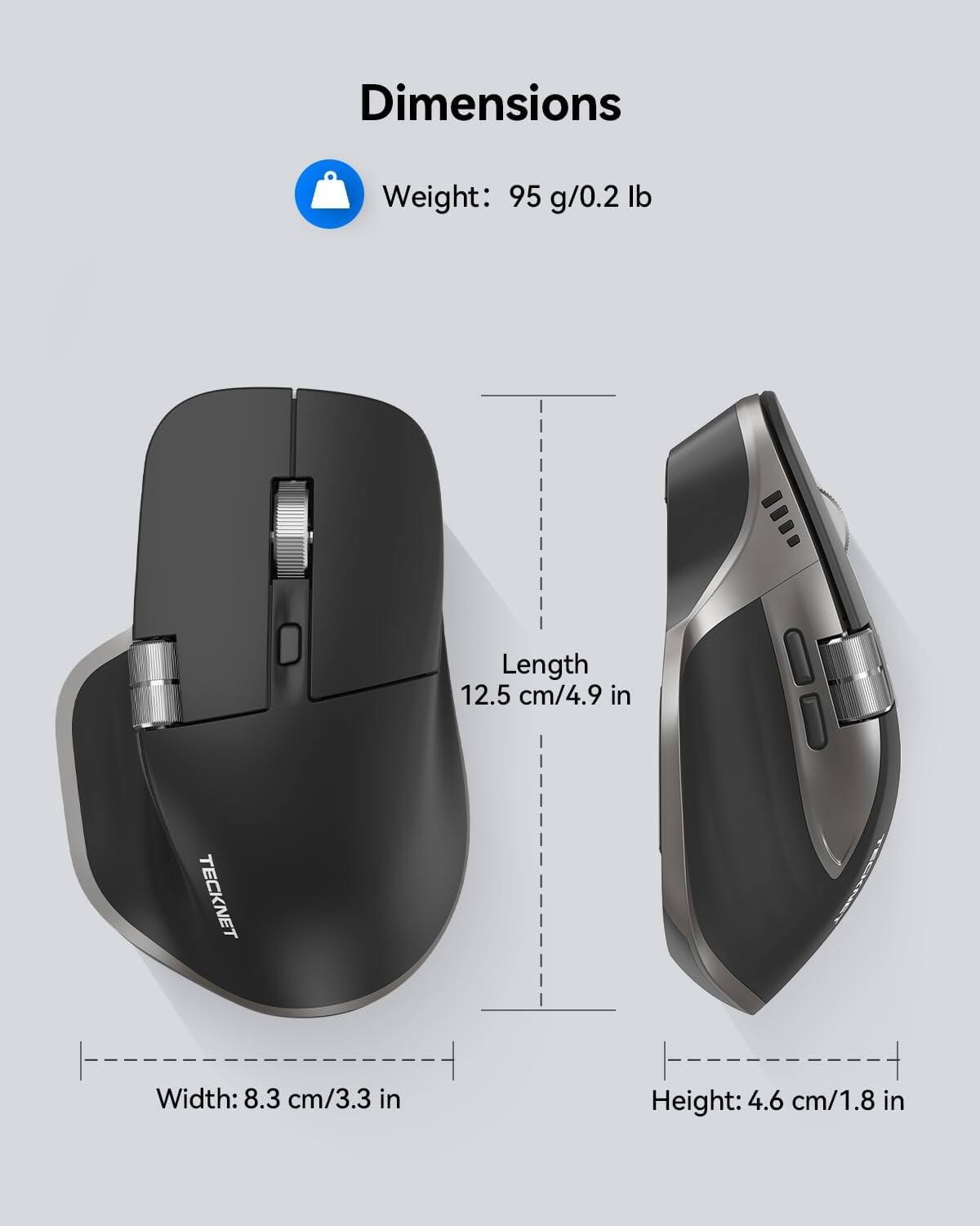 Dimensions
Weight: 95 g/0.2 lb
Length: 12.5 cm/4.9 in
Width: 8.3 cm/3.3 in
Height: 4.6 cm/1.8 in