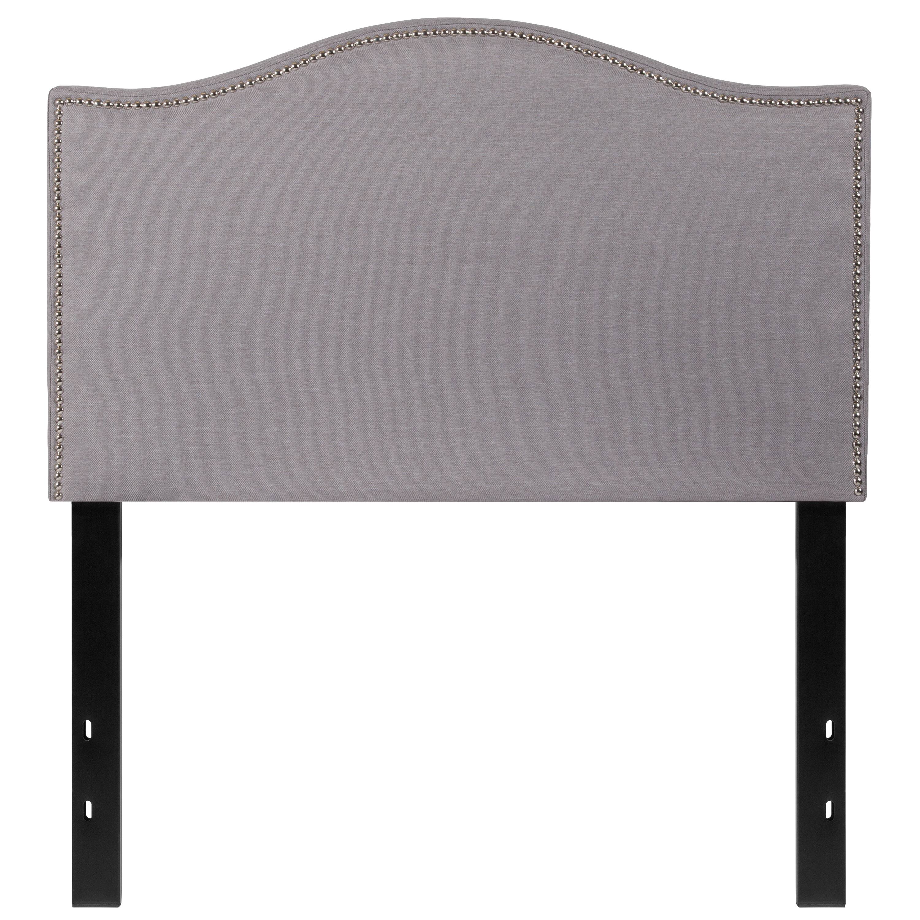 Alt View 4. Emma + Oliver - Arched Headboard with Accent Nail Trim - Light Gray.