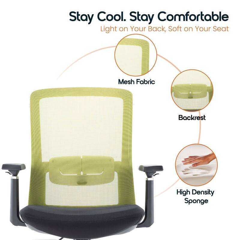 Stay Cool. Stay Comfortable  
Light on Your Back, Soft on Your Seat  
Mesh Fabric Backrest  
High Density Sponge