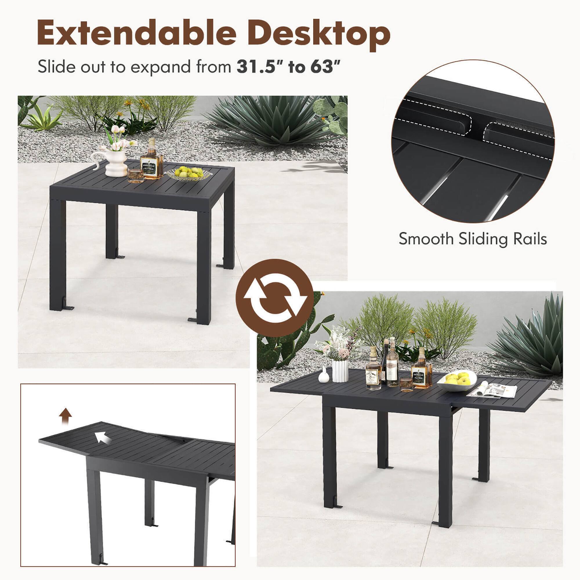 Extendable Desktop  
Slide out to expand from 31.5" to 63"  

Smooth Sliding Rails