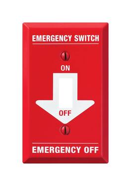 AMERELLE - Pro Emergency Red/White 1 gang Stamped Steel Toggle Emergency Switch Wall Plate 1 pk - Red | White