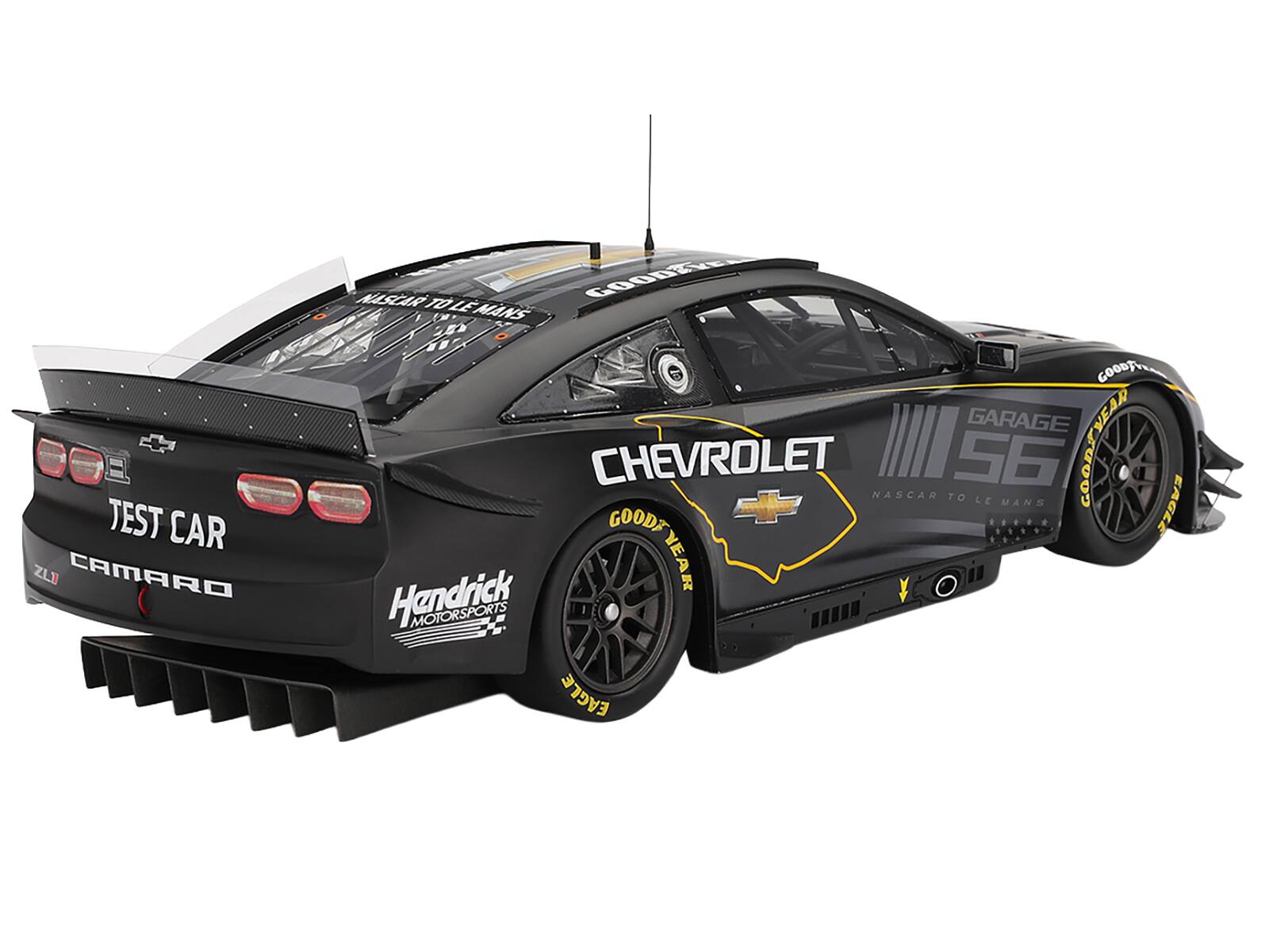 TEST CAR  
ZL1 CAMARO  
NASCAR TO LE MANS  
GOOD YEAR  
GARAGE  
CHEVROLET  
56  
GOOD YEAR  
HANDRICK MOTORSPORTS  
EAGLE
