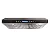 Front. Onefly - 30 Inches - Ducted - Under Cabinet Range Hood - Black Tempered Glass.