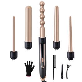 DORLUKFU - 5-in-1 Interchangeable Curling Iron Set - Instant Heat-Up, Ceramic Wands (0.35-1.25 Inch), Beach Waver for Short and